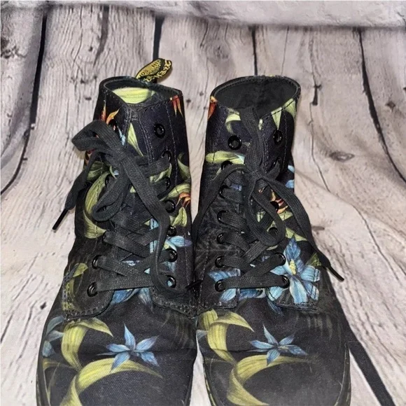 Dr. Martens Hackney Women’s Tropical Floral Canvas Boots US Sz 7 Combat Lace-Up - Picture 3 of 7